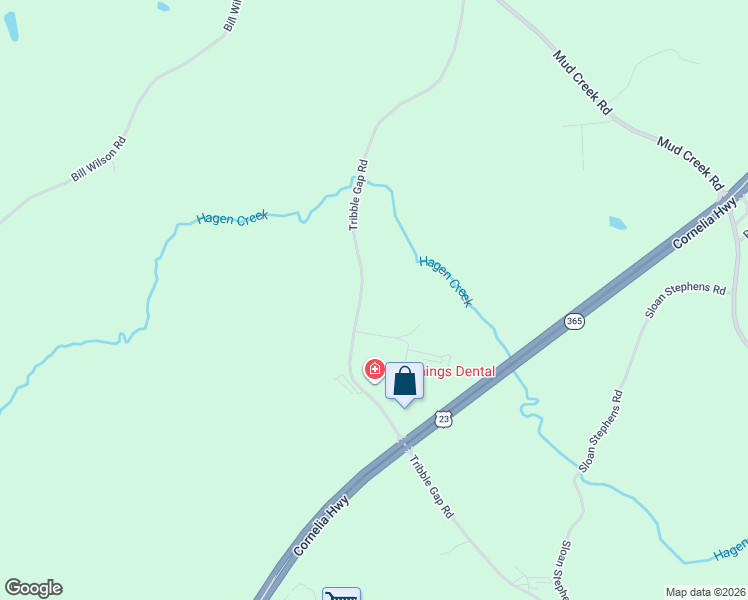 map of restaurants, bars, coffee shops, grocery stores, and more near 7408 Tribble Gap Road in Alto