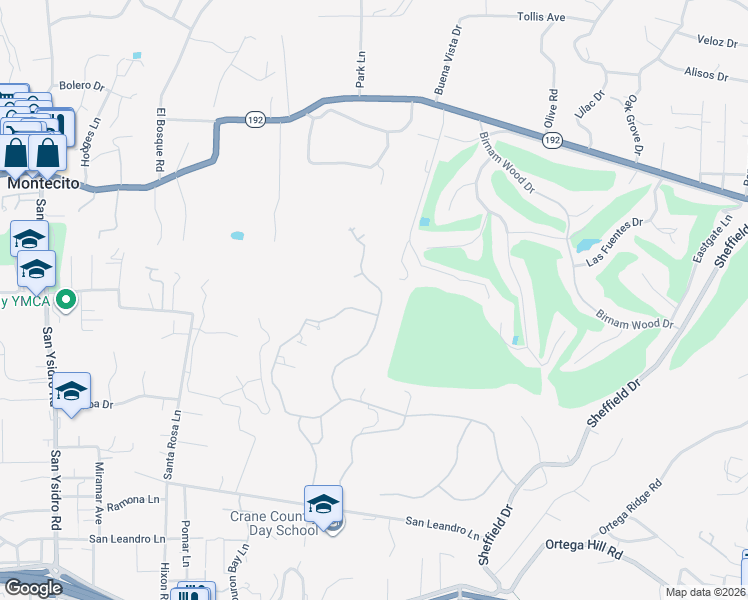 map of restaurants, bars, coffee shops, grocery stores, and more near 439 Meadowbrook Drive in Montecito