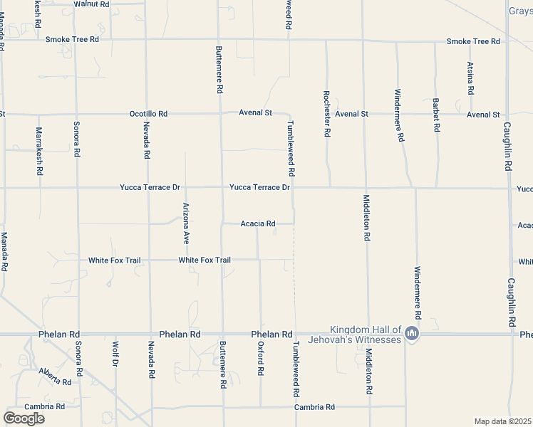map of restaurants, bars, coffee shops, grocery stores, and more near 7432 Acacia Road in Phelan