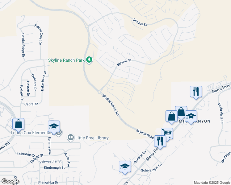map of restaurants, bars, coffee shops, grocery stores, and more near 18146 Azul Way in Santa Clarita