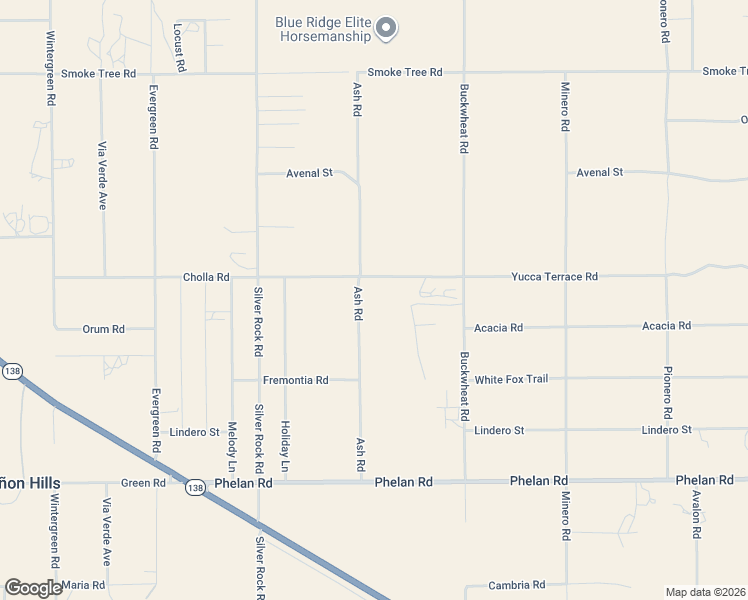 map of restaurants, bars, coffee shops, grocery stores, and more near 2325 Cholla Road in Piñon Hills
