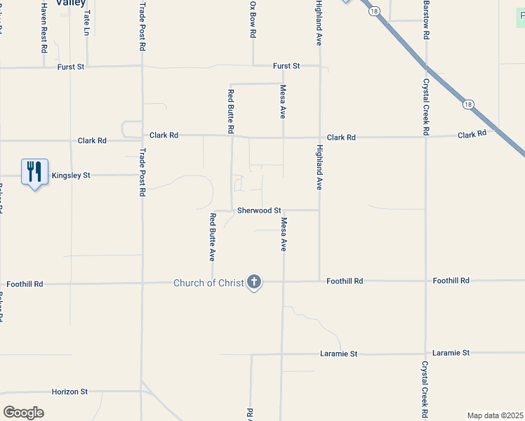 map of restaurants, bars, coffee shops, grocery stores, and more near Ox Bow Road in Lucerne Valley