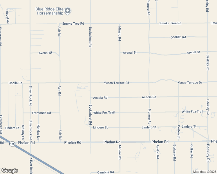 map of restaurants, bars, coffee shops, grocery stores, and more near 2625 Cholla Road in Phelan