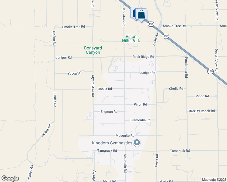 map of restaurants, bars, coffee shops, grocery stores, and more near 10080 Mountain Road in Pinon Hills