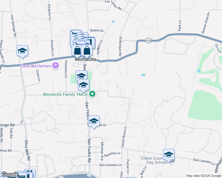 map of restaurants, bars, coffee shops, grocery stores, and more near 458 Santa Rosa Lane in Montecito
