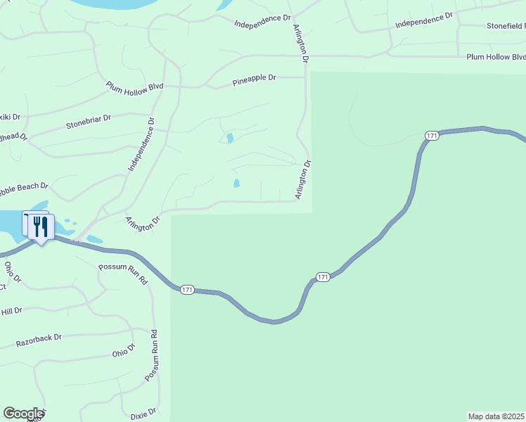 map of restaurants, bars, coffee shops, grocery stores, and more near 158 Arlington Drive in Hot Springs