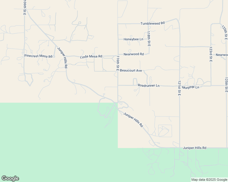 map of restaurants, bars, coffee shops, grocery stores, and more near 116th Street East in Juniper Hills