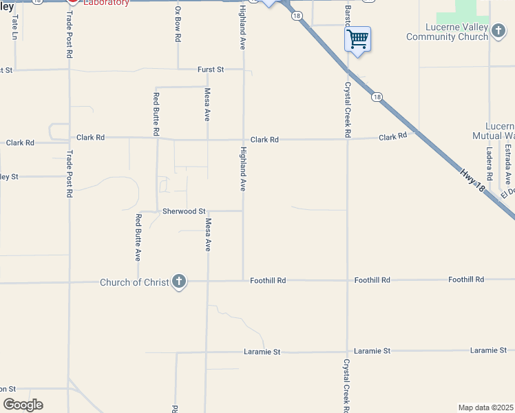 map of restaurants, bars, coffee shops, grocery stores, and more near 10099 Highland Avenue in Lucerne Valley