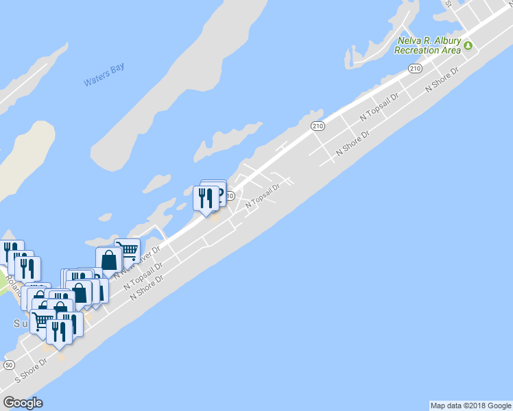 map of restaurants, bars, coffee shops, grocery stores, and more near 780 North Topsail Drive in Surf City