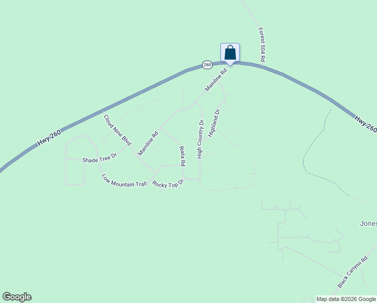 map of restaurants, bars, coffee shops, grocery stores, and more near 3425 Riata Road in Navajo County