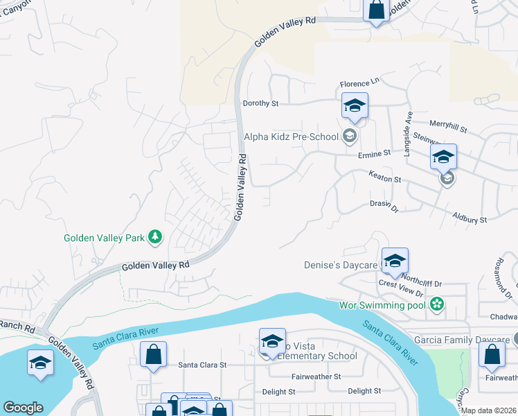 map of restaurants, bars, coffee shops, grocery stores, and more near 27505 Label Avenue in Santa Clarita
