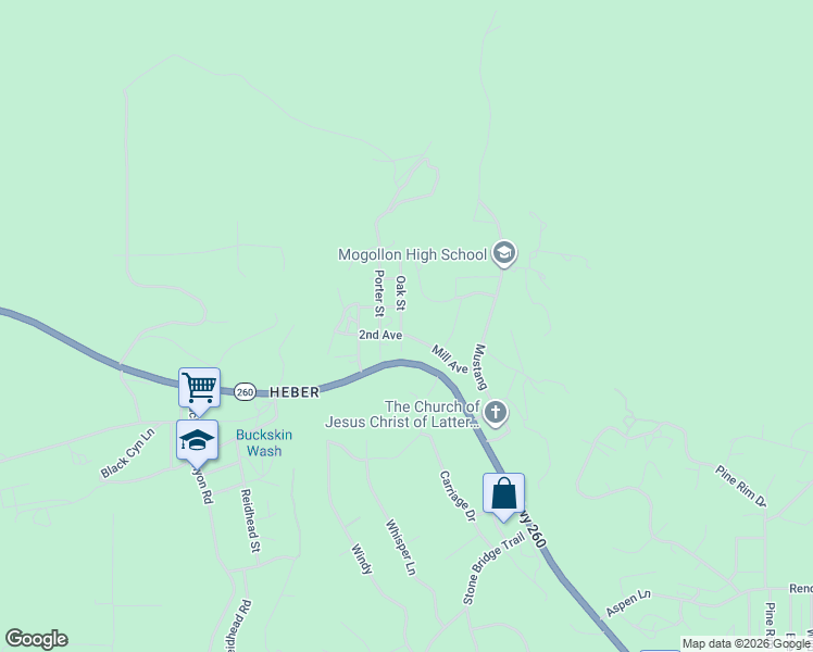 map of restaurants, bars, coffee shops, grocery stores, and more near 3427 Porter Street in Heber-Overgaard