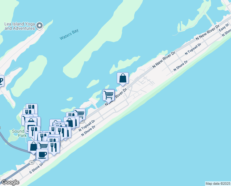 map of restaurants, bars, coffee shops, grocery stores, and more near 615 North New River Drive in Hol