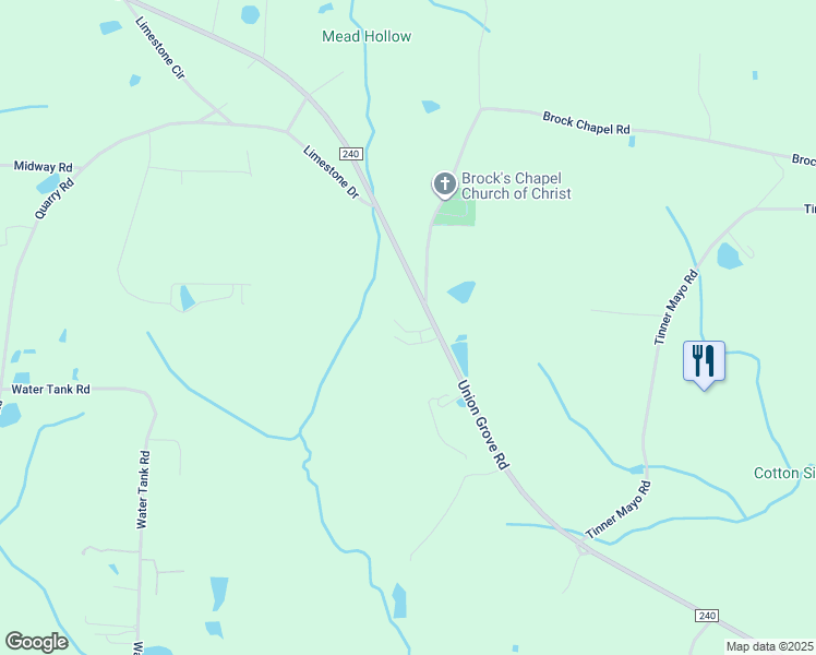 map of restaurants, bars, coffee shops, grocery stores, and more near 7833 Union Grove Road in Union Grove