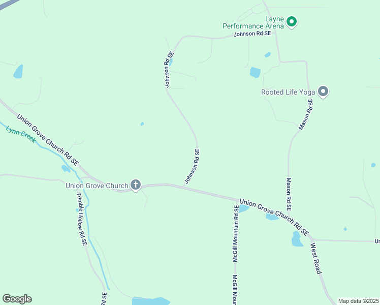 map of restaurants, bars, coffee shops, grocery stores, and more near 673 Johnson Road Southeast in Adairsville