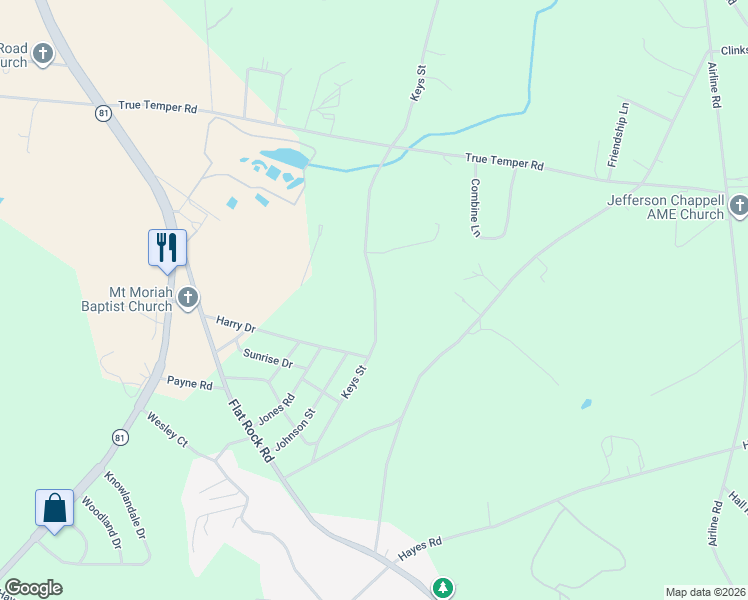 map of restaurants, bars, coffee shops, grocery stores, and more near 4317 Keys Street in Anderson