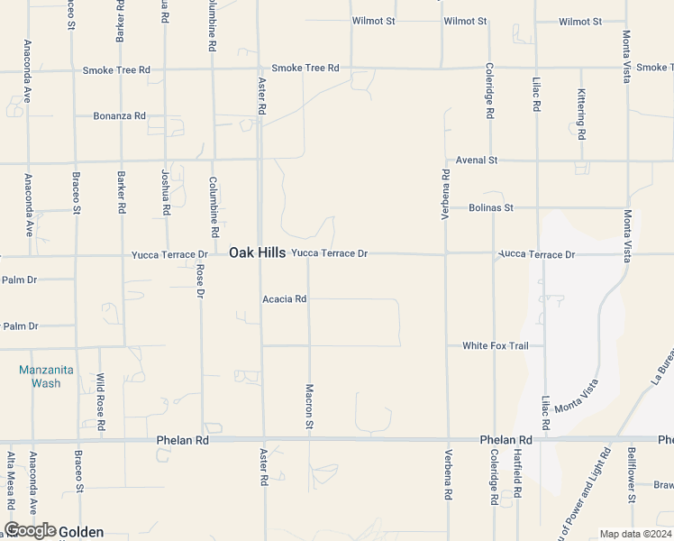 map of restaurants, bars, coffee shops, grocery stores, and more near 10611 Yucca Terrace Drive in Oak Hills