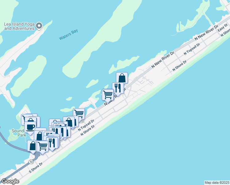 map of restaurants, bars, coffee shops, grocery stores, and more near 615 North New River Drive in Hol