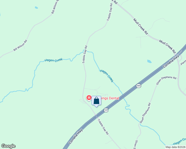 map of restaurants, bars, coffee shops, grocery stores, and more near 7430 Tribble Gap Road in Alto