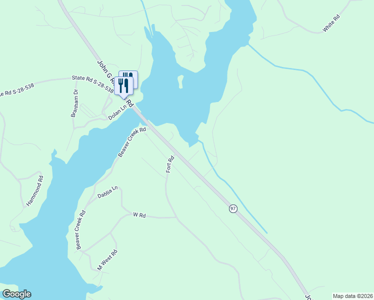 map of restaurants, bars, coffee shops, grocery stores, and more near 3402 John G Richards Road in Camden