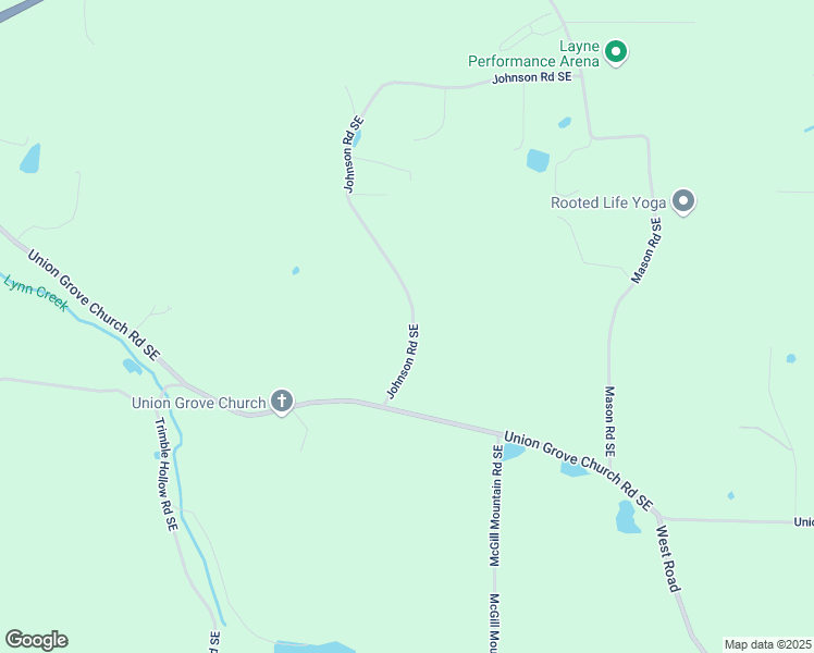 map of restaurants, bars, coffee shops, grocery stores, and more near 673 Johnson Road Southeast in Adairsville
