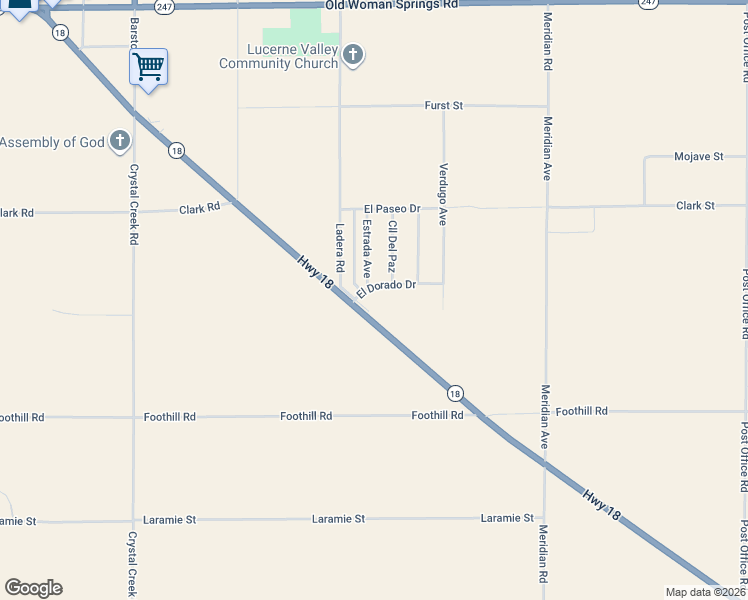map of restaurants, bars, coffee shops, grocery stores, and more near 33361 El Dorado Drive in Lucerne Valley