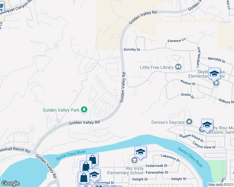 map of restaurants, bars, coffee shops, grocery stores, and more near 20504 Persimmon Court in Santa Clarita