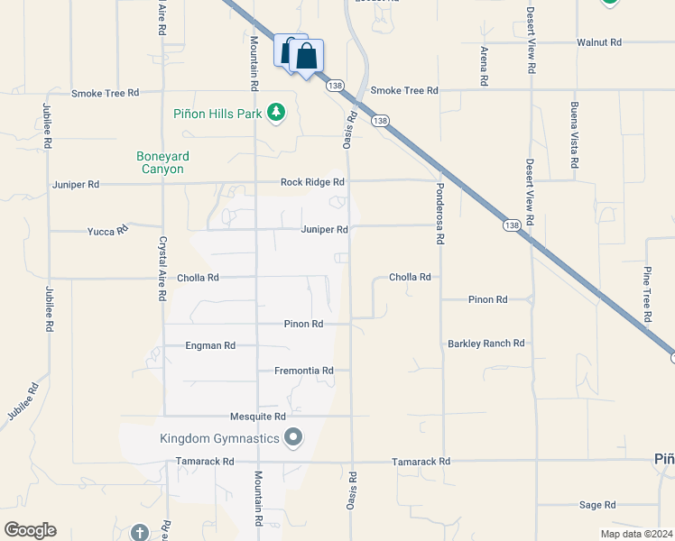 map of restaurants, bars, coffee shops, grocery stores, and more near 9912 Oasis Road in Pinon Hills