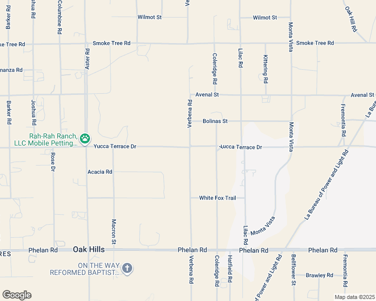 map of restaurants, bars, coffee shops, grocery stores, and more near Verbena Road in Oak Hills