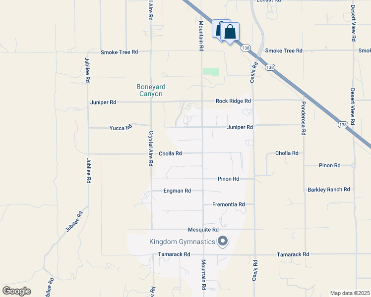 map of restaurants, bars, coffee shops, grocery stores, and more near 636 Cholla Road in Pinon Hills