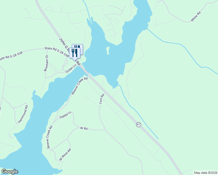 map of restaurants, bars, coffee shops, grocery stores, and more near 3402 John G Richards Road in Camden