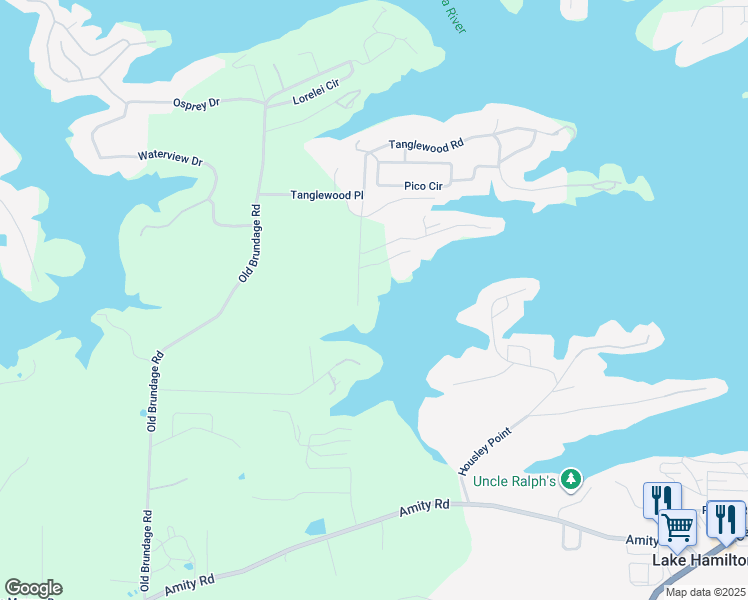 map of restaurants, bars, coffee shops, grocery stores, and more near 311 Woolridge Road in Hot Springs