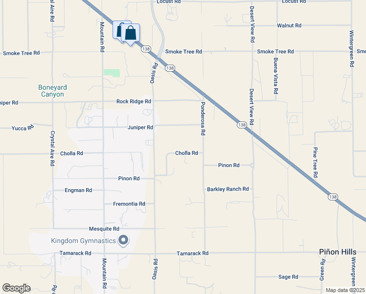 map of restaurants, bars, coffee shops, grocery stores, and more near 1048 Cholla Road in Piñon Hills