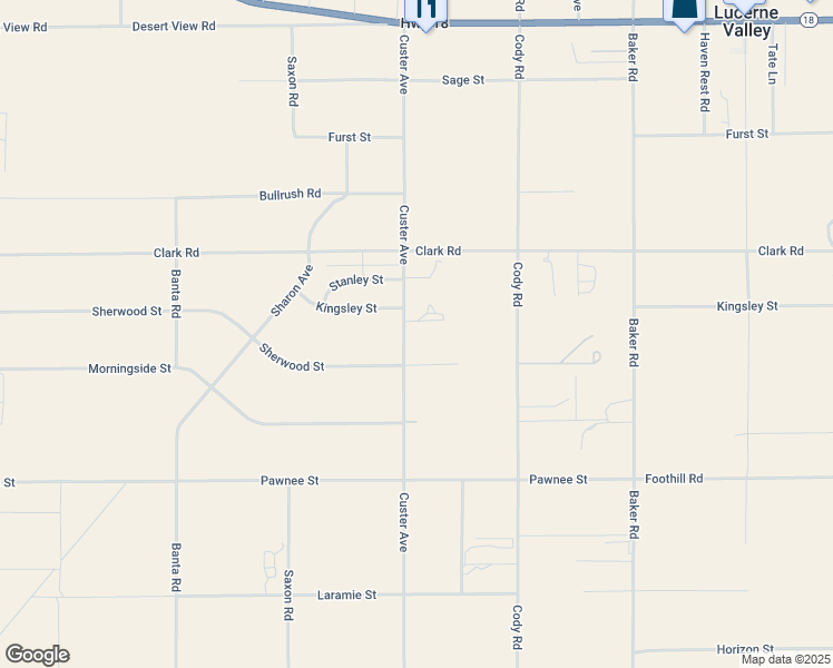 map of restaurants, bars, coffee shops, grocery stores, and more near 9975 Custer Avenue in Lucerne Valley