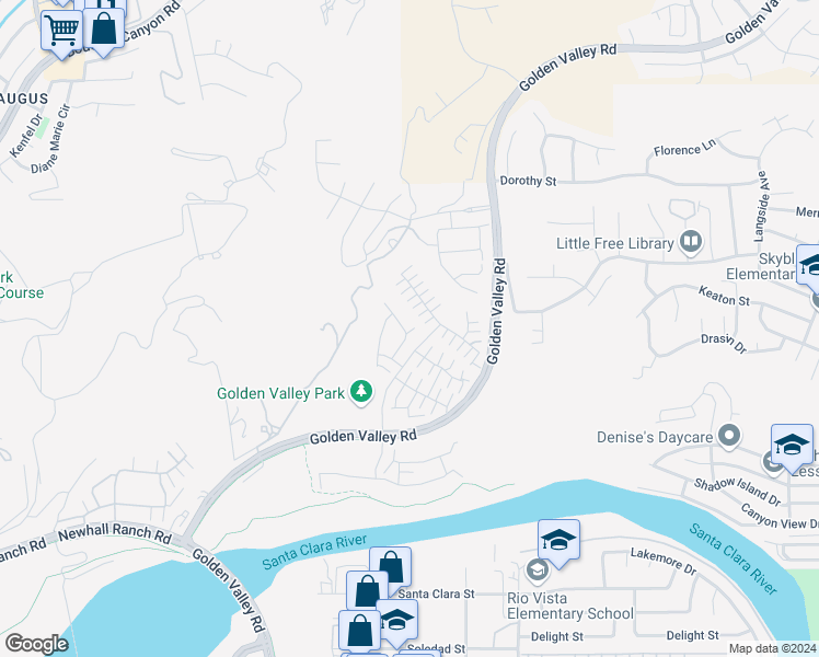 map of restaurants, bars, coffee shops, grocery stores, and more near 27336 Ellery Place in Santa Clarita