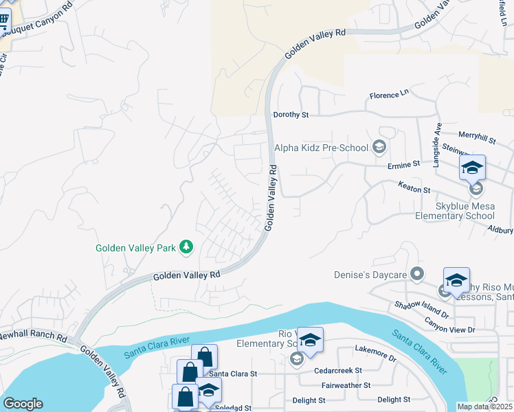 map of restaurants, bars, coffee shops, grocery stores, and more near 20506 Sugarberry Court in Santa Clarita