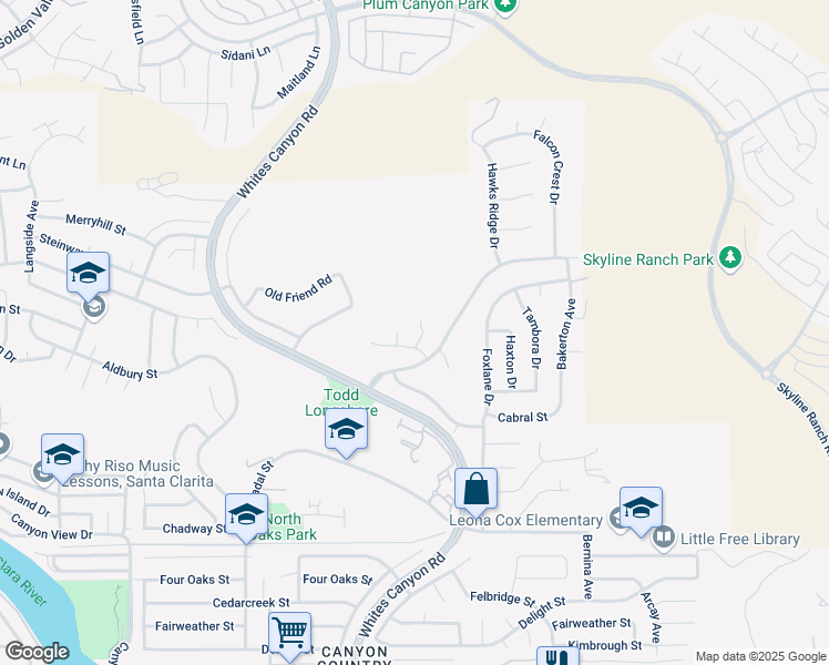 map of restaurants, bars, coffee shops, grocery stores, and more near 28106 Eagles Crest Court in Santa Clarita