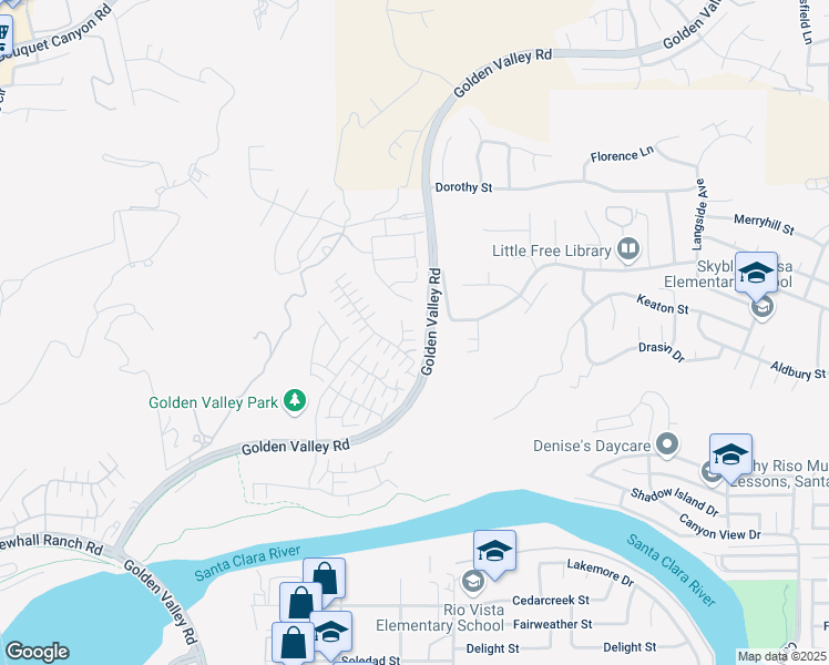 map of restaurants, bars, coffee shops, grocery stores, and more near 20504 Persimmon Court in Santa Clarita