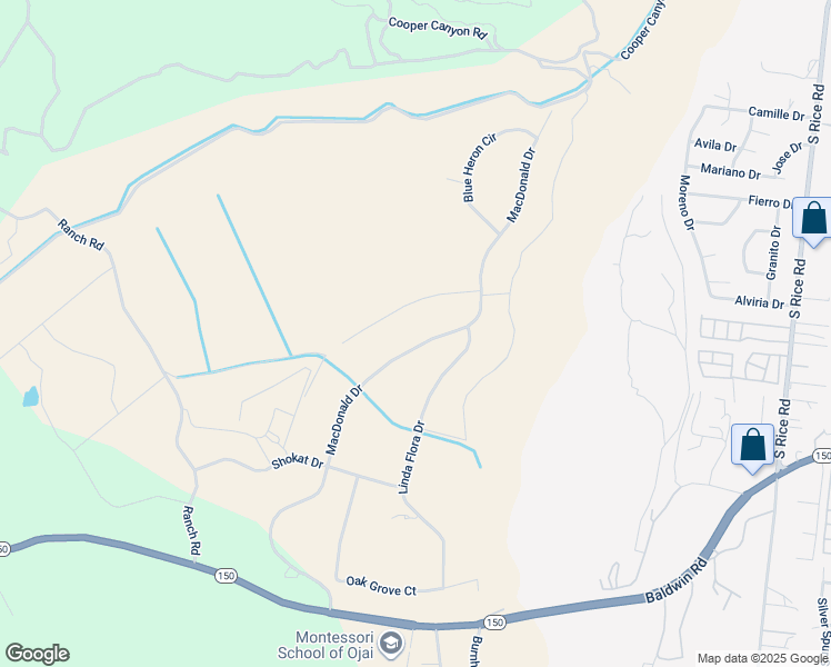 map of restaurants, bars, coffee shops, grocery stores, and more near 12449 Macdonald Drive in Ojai