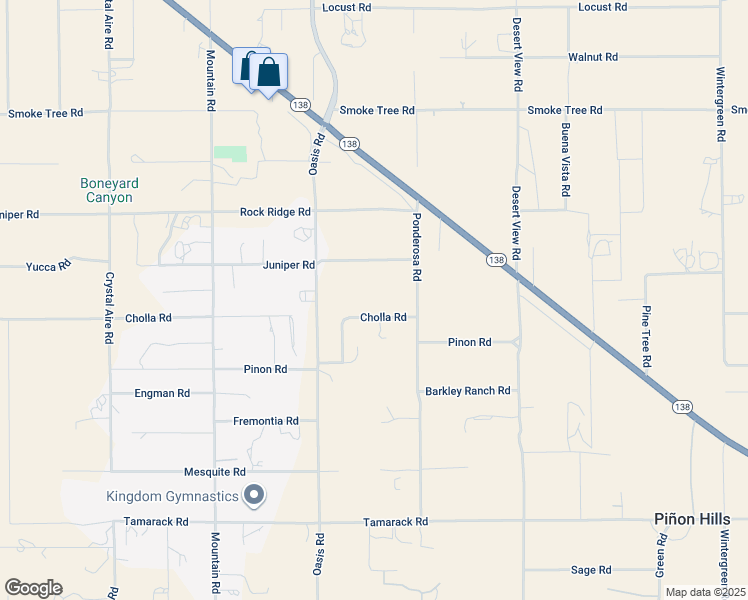 map of restaurants, bars, coffee shops, grocery stores, and more near 1048 Cholla Road in Piñon Hills