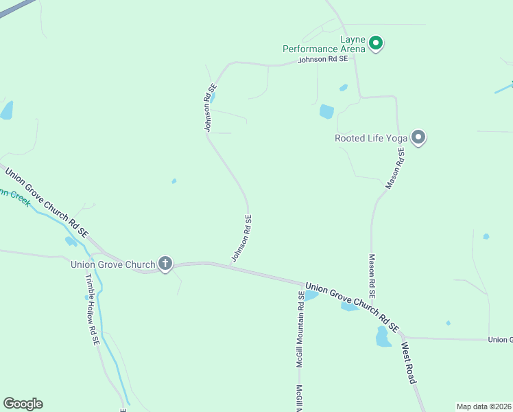 map of restaurants, bars, coffee shops, grocery stores, and more near 648 Johnson Road Southeast in Adairsville