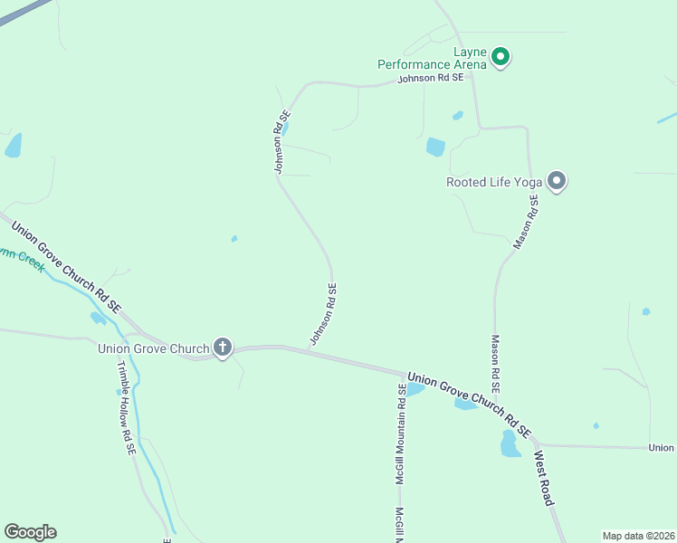 map of restaurants, bars, coffee shops, grocery stores, and more near 648 Johnson Road Southeast in Adairsville