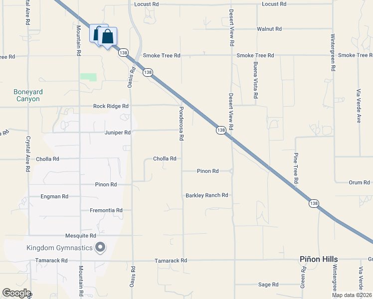 map of restaurants, bars, coffee shops, grocery stores, and more near 10163 Ponderosa Road in Piñon Hills
