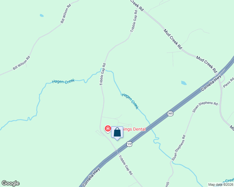 map of restaurants, bars, coffee shops, grocery stores, and more near 7430 Tribble Gap Road in Alto