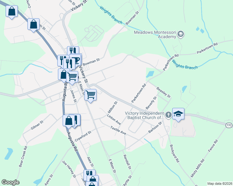 map of restaurants, bars, coffee shops, grocery stores, and more near 244 Hartwell Road in Lavonia
