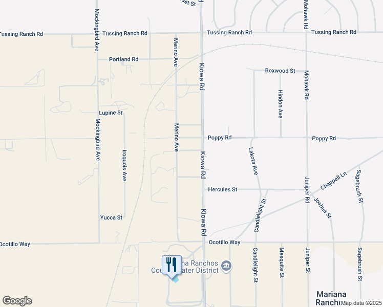map of restaurants, bars, coffee shops, grocery stores, and more near Kiowa Road in Apple Valley