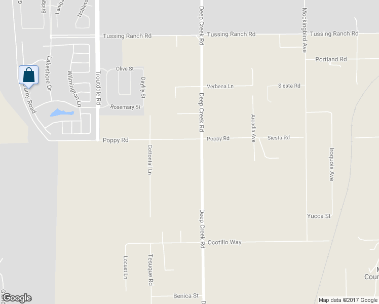 map of restaurants, bars, coffee shops, grocery stores, and more near 10080 Deep Creek Road in Apple Valley