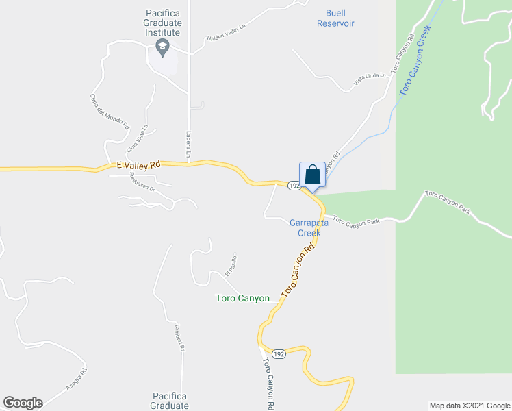 map of restaurants, bars, coffee shops, grocery stores, and more near 2929 East Valley Road in Santa Barbara