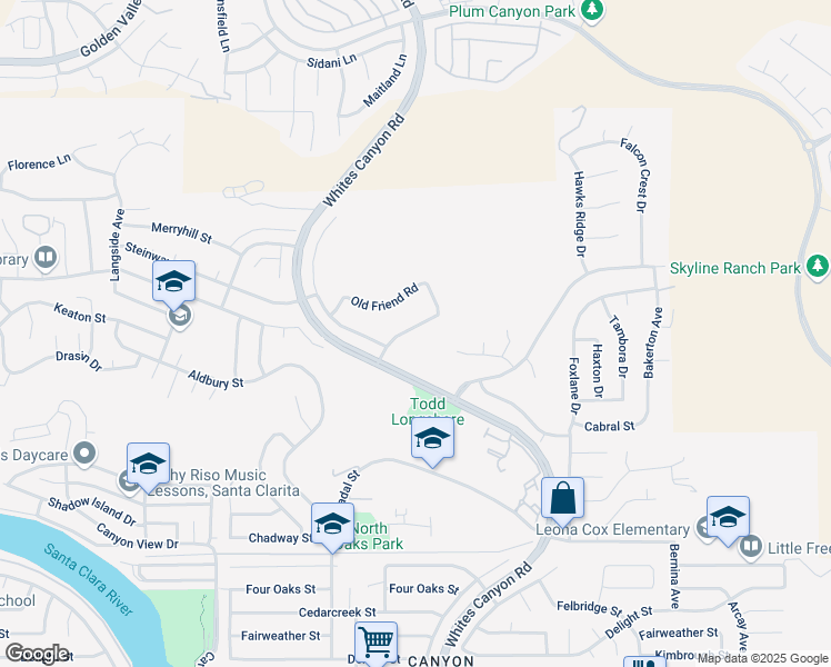 map of restaurants, bars, coffee shops, grocery stores, and more near 28056 Wildwind Road in Santa Clarita