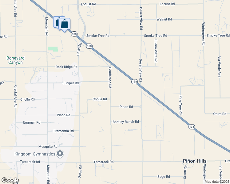 map of restaurants, bars, coffee shops, grocery stores, and more near 10163 Ponderosa Road in Piñon Hills